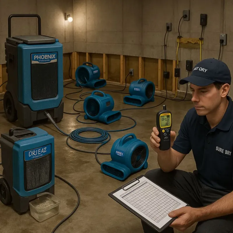 Structural Drying and Dehumidification process in Cheney, KS